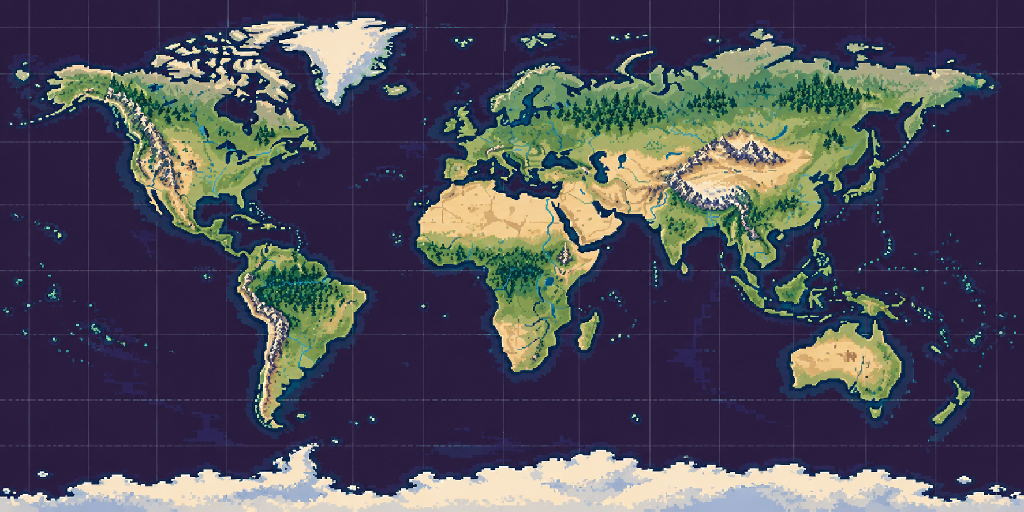 Pixel art world map